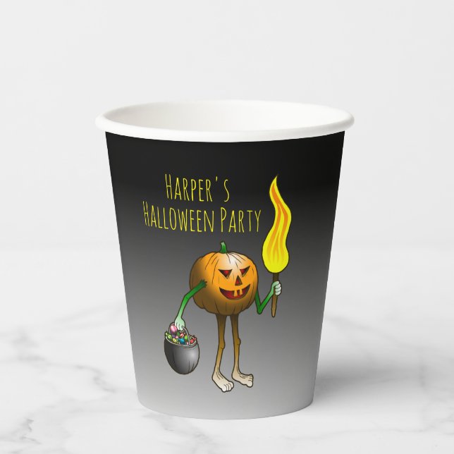 Vasos De Papel Jack O'lantern fuera a engañar o tratar (Anverso)