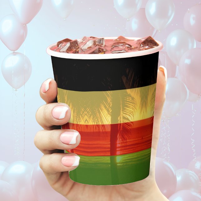 Vasos De Papel Jamaica Rasta Caribbean Island Beach Palm Tree (Jamaica Rasta Caribbean Island Beach Palm Tree Paper Cups)