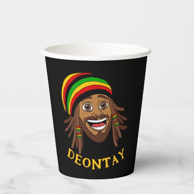 Vasos De Papel Jamaican Cute Rasta Man Personalized (Anverso)