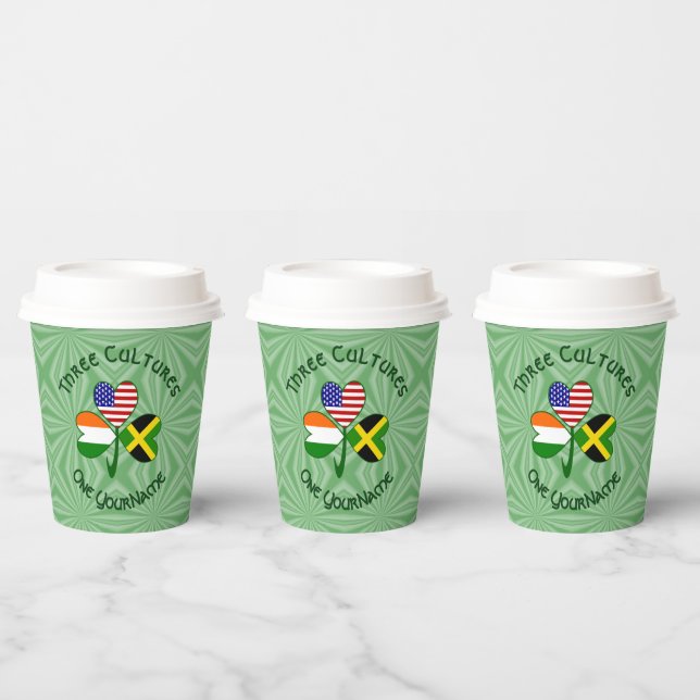 Vasos De Papel Jamaican Irish American Shamrock Personalized Text (Multi)