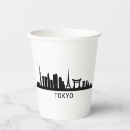 Vasos De Papel Japan Cityscape Travel | Tokyo Skyline Silhouette