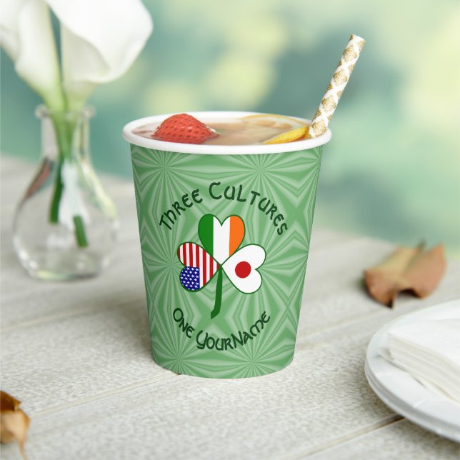 Vasos De Papel Japanese Irish American Shamrock Personalized Text (in situ)