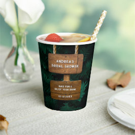 Vasos De Papel Jardín de Despedida de Soltera Hojas y Diseño de M