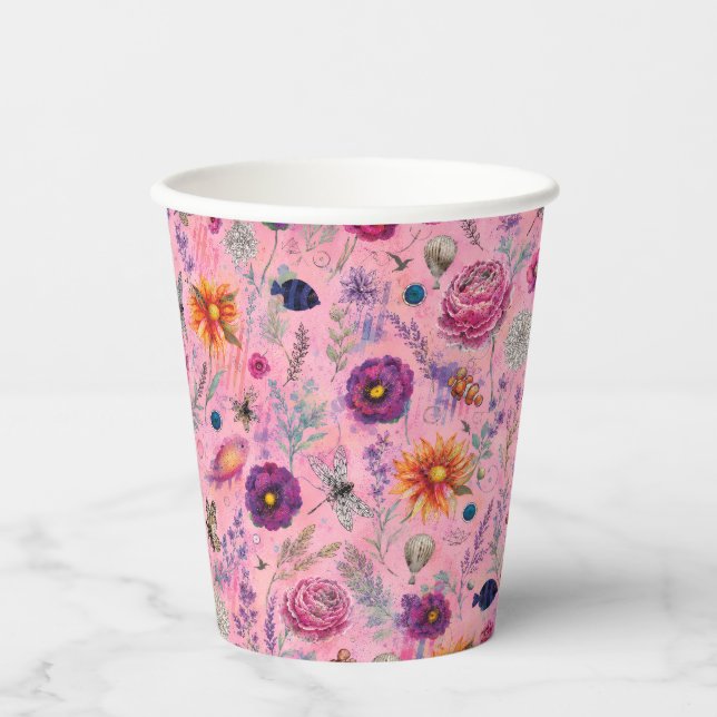 Vasos De Papel Jardín de Floración Caprichosa (Anverso)