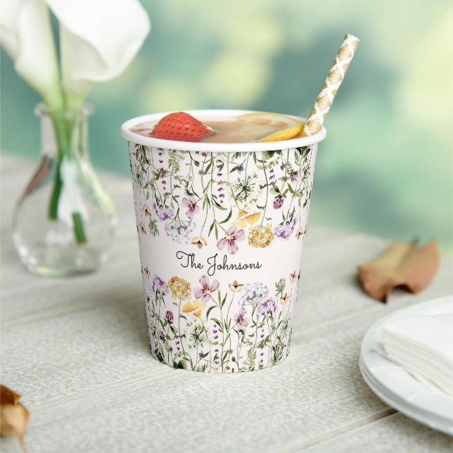 Vasos De Papel Jardín de flores silvestres personalizado (in situ)