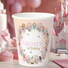 Vasos De Papel Jardín de hadas de flores caprichosas cumpleaños 3