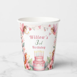 Vasos De Papel Jardín de hadas rosadas encantadas - Cumpleaños
