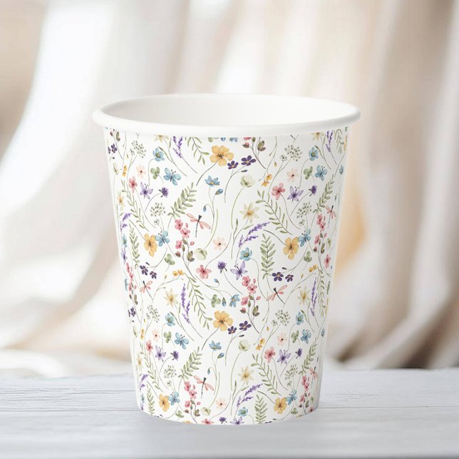 Vasos De Papel Jardín de Mariposas y Flores Silvestres Despedida  (Subido por el creador)