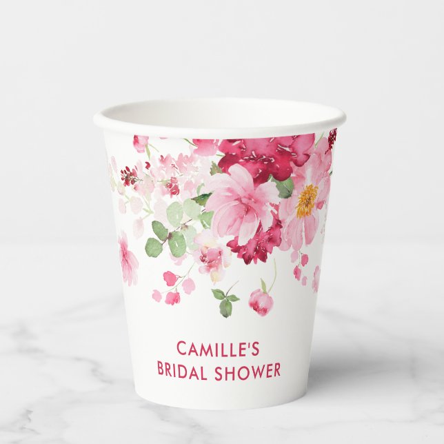 Vasos De Papel Jardín Rosa Fiore Baño Nupcial (Anverso)