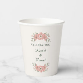 Vasos De Papel Jardín Rosado Minimalista Personalizado para Boda