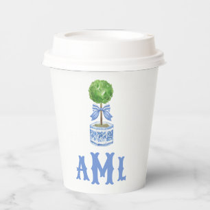Vasos De Papel Jardín Topiary de Bambú Monograma