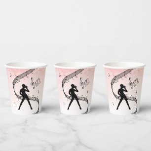 Vasos De Papel Jazz Dance dos tonos Peach Music Paper Cups