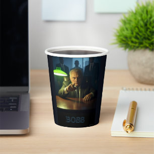 Vasos De Papel Jefe con tazas de papel de texto
