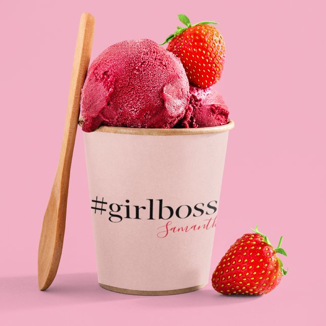 Vasos De Papel Jefe y nombre de Chica rosado moderno | mejor rega (Subido por el creador)