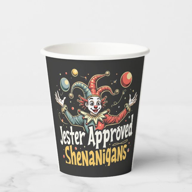 Vasos De Papel Jester Aprobó Shenanigans Circus Clown (Anverso)