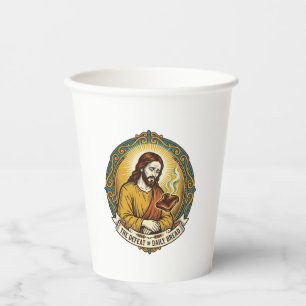 Vasos De Papel Jesús Derrotado Fumando Tostadas Quemadas Desayuno