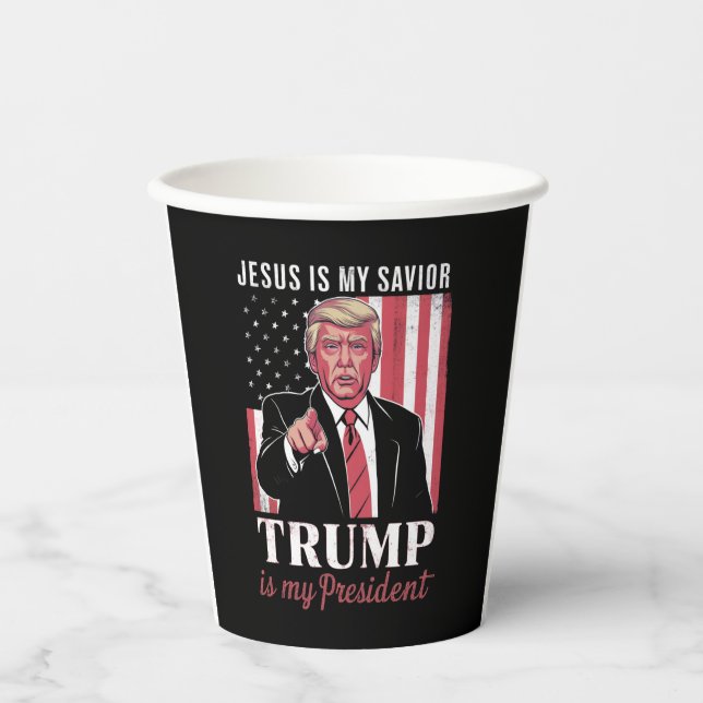 Vasos De Papel Jesús Es Mi Salvador Trump Es Mi Elección Presiden (Anverso)