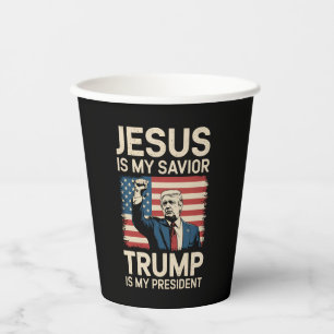 Vasos De Papel Jesús Es Mi Salvador Trump Es Mi Presidente 47 EE.