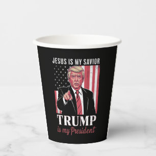Vasos De Papel Jesús es mi salvador Trump es mi presidente Elecci