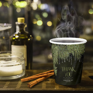 Vasos De Papel Jewel Palm Leaf Boda Green ID830