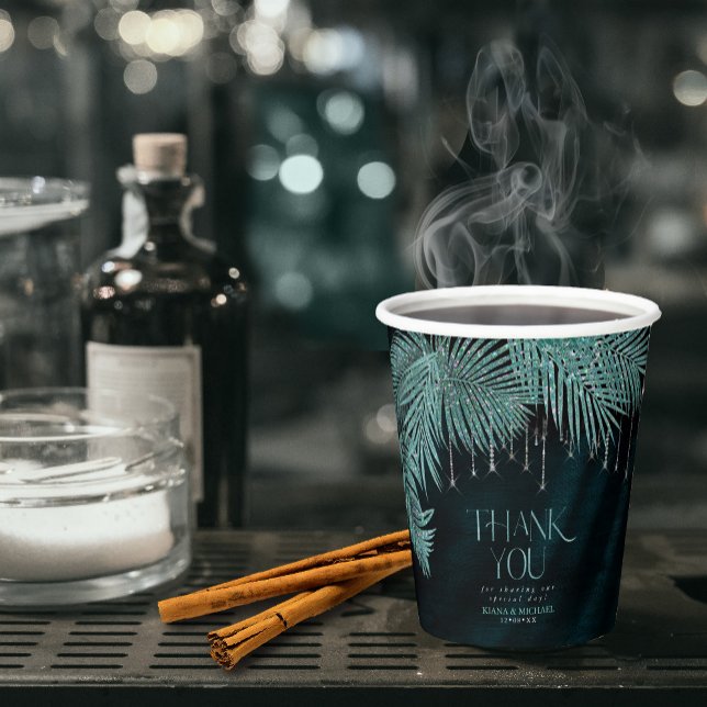 Vasos De Papel Jewel Palm Leaf Boda ID830 Verde azulado (Subido por el creador)