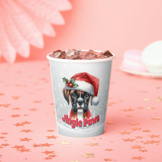 Vasos De Papel Jingle Paws y Boxer Dog Joy (in situ)