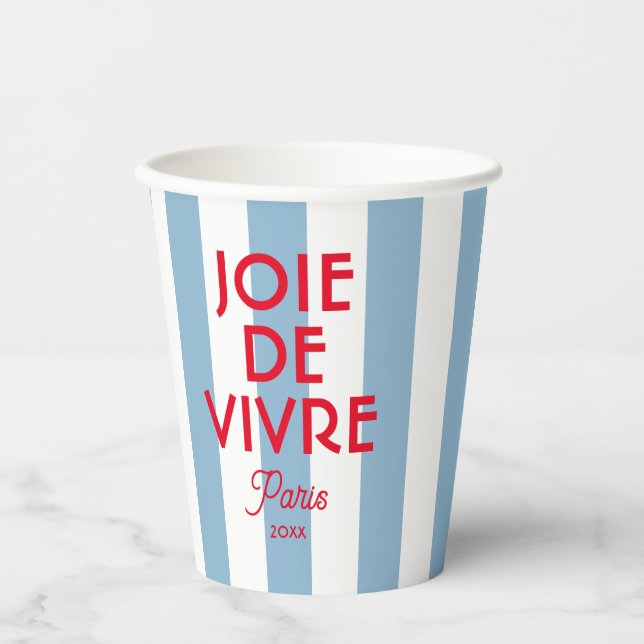 Vasos De Papel Joie De Vivre Paris Banda Francesa Azul (Anverso)