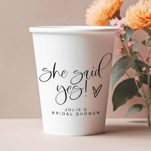 Vasos De Papel JOLIE Minimalista Ella Dijo Sí Corazón Despedida d