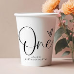 Vasos De Papel JOLIE Modern Boho One Heart First Birthday<br><div class="desc">La colección Jolie incluye un divertido tipo de letra manuscrita y un diseño minimalista sencillo. Los colores de esta colección son totalmente editables para que coincidan con el evento.</div>