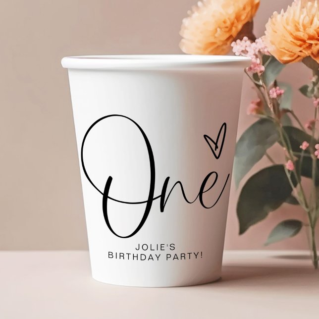 Vasos De Papel JOLIE Modern Boho One Heart First Birthday (Subido por el creador)