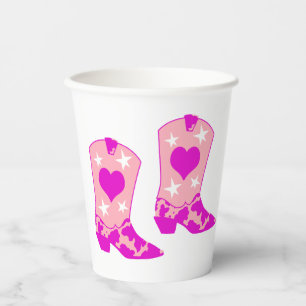 Vasos De Papel Joven moderna Cowgirl Western Yeehaw Boot White