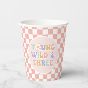 Vasos De Papel Joven Salvaje Tres Flores de Daisy Groovy en Cuadr