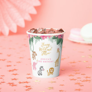 Vasos De Papel Jóvenes salvajes y tres - Chica Safari rosado 3