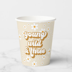 Vasos De Papel Jóvenes silvestres y tres retro margarita por terc