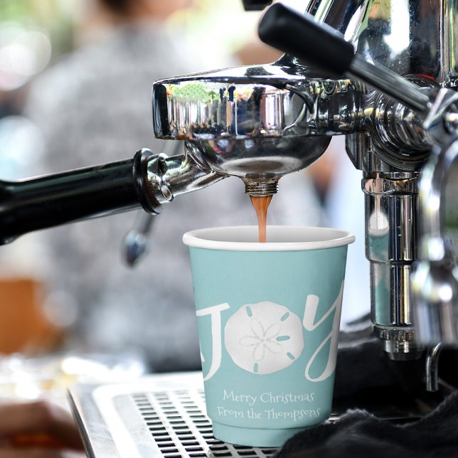 Vasos De Papel Joy Navidades Fiesta de playa Personalizado (Christmas Holiday Sand Dollar paper cup)