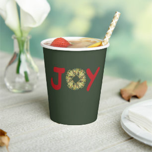 Vasos De Papel Joy Navidades Wreath