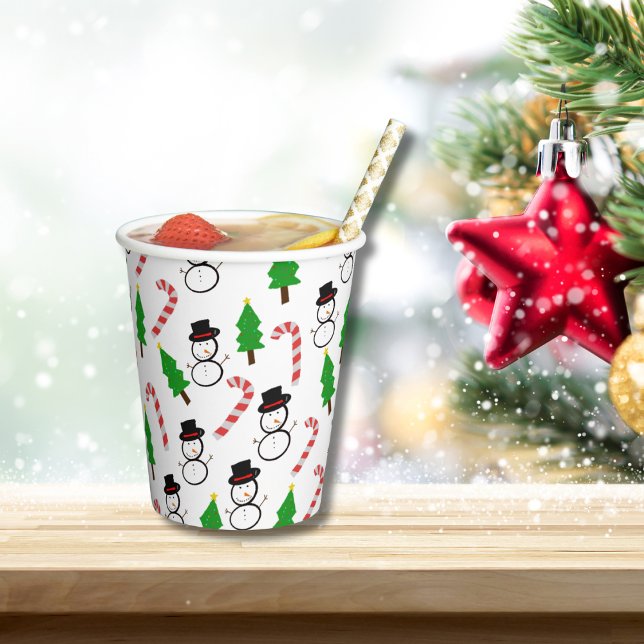 Vasos De Papel Joyful Snowman Candy Cane Sips | Christmas (Subido por el creador)