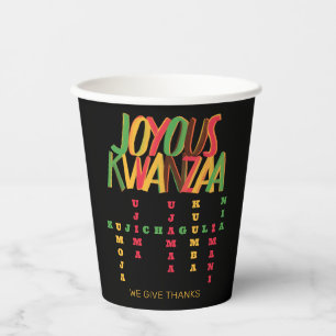 Vasos De Papel Joyous KWANZAA Principios la cruz