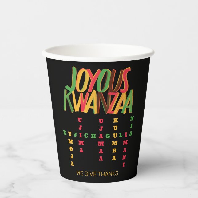 Vasos De Papel Joyous KWANZAA Principios la cruz (Anverso)