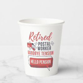 Vasos De Papel Jubilación de Mailman, trabajador postal retirado