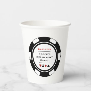 Vasos De Papel Jubilación del tema del Casino de Chip Black White