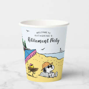 Vasos De Papel Jubilación   Snoopy & Woodstock en la playa
