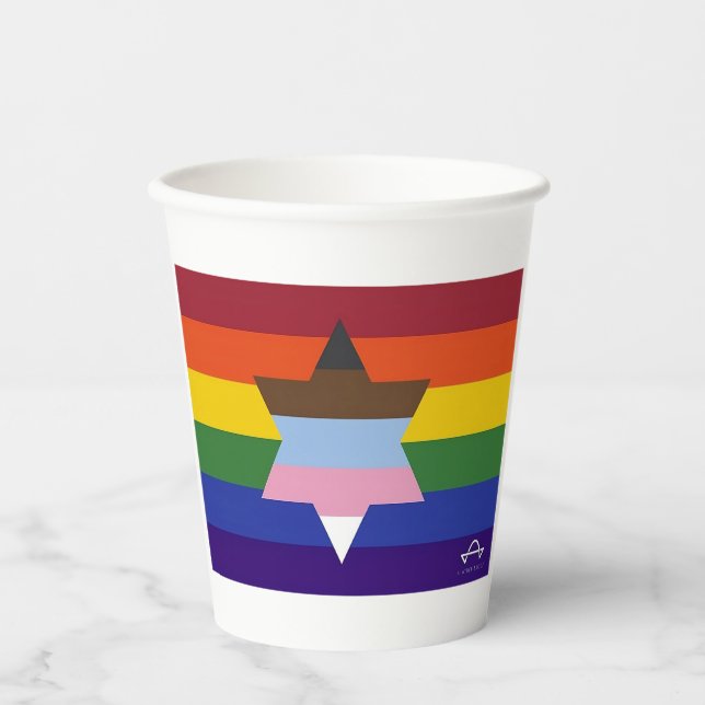 Vasos De Papel Judía de Cups de Papel con Bandera del Orgullo Inc (Anverso)