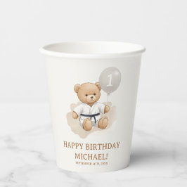Vasos De Papel Judo Bear Turns One" – 1st Birthday 【Black-belt】