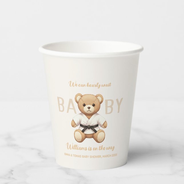 Vasos De Papel Judo Black Belt Bear Baby Shower Collection  (Anverso)