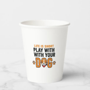 Vasos De Papel Juega Con Tu Perro Diseño De Grabado Antiguo Diver