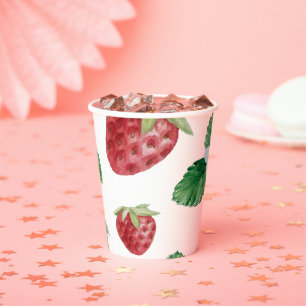 Vasos De Papel Juego Baby Shower de fresa de verano