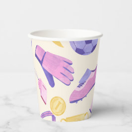Vasos De Papel Juego de fútbol de púrpura rosa
