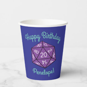 Vasos De Papel Juegos DND de 20 lados Fiesta de cumpleaños para