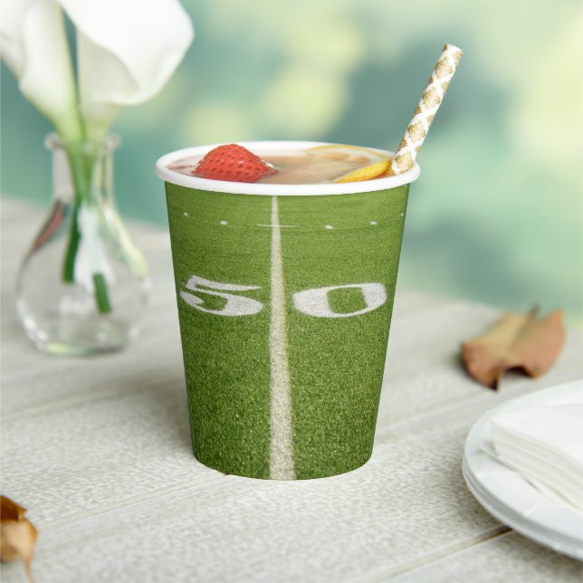 Vasos De Papel Jueves Cumpleaños 50 Yard Line Green Field Footbal (in situ)